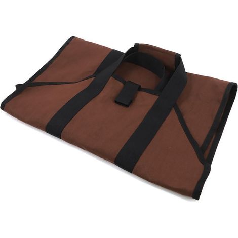 Porta legna da ardere, capacità di carico 80 kg, sacco per tronchi in tela impermeabile, porta legna con maniglia, portatile (1/5)