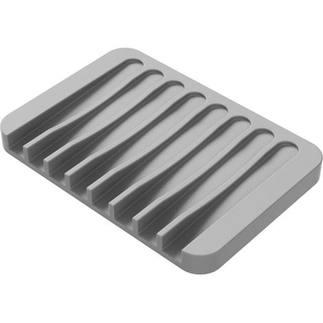 Seifenschale aus Silikon – Grauer, selbstentleerender Seifenhalter mit Abfluss für Dusche, Badezimmer und Küchenspüle (1/5)