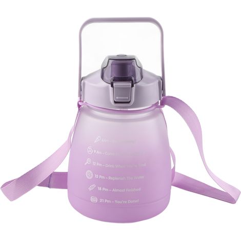 Gourde Kawaii 1300ML Grande Capacité, Bouteille d'Eau Sport Portable avec Paille et Bretelle (1/4)