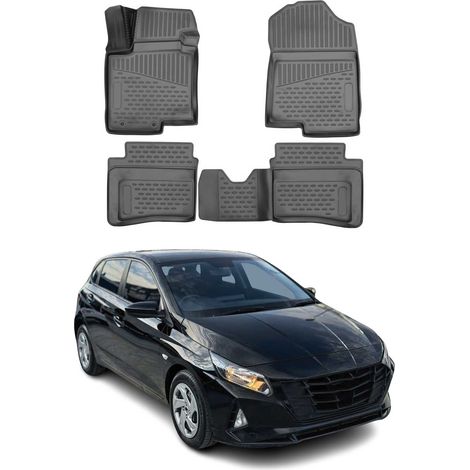 OMAC Tapis de Sol pour Hyundai i20 2020-2025 sur Mesure en Caoutchouc Noir (1/5)