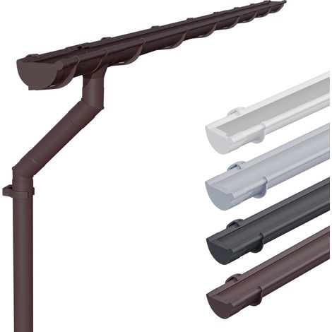 INEFA Kit de gouttières pour abri de jardin 100mm, carport, terrasse, gouttière en PVC pour toit en appentis, Made in Germany: 1 côté de toit semi-circulaire brun foncé, 4m