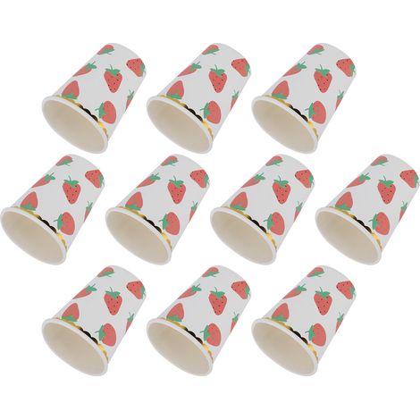 Service de table jetable 10 pièces motif fraise pour fêtes d'anniversaire et fêtes sur le thème de la mer. Gobelets en papier inclus. (1/5)