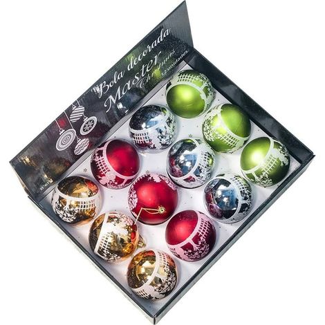 Ensemble de boules de Noël, décorations de Noël, ornements pour sapin, cadeaux (12 pièces, 8 cm) (1/5)