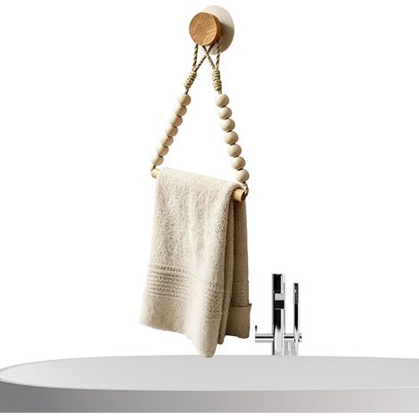 Porte-Papier Toilette Rustique Support Mural en Perles De Bois Naturel Porte-Rouleau Pour maison, meuble-lavabo, placard, buanderie, camping-car, bateau, chalet, hôtel (1/5)
