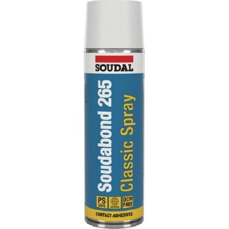 adhesivo de contacto en spray soudabond 265 classic. universal. dos caras. aerosol. transparente. 500 ml - soudal