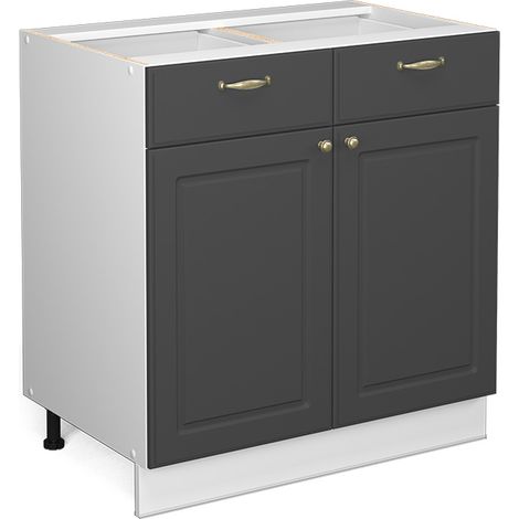 Mobiletto base per cucina Fame-Line, Antracite-oro, 80 cm senza piano di lavoro, Vicco