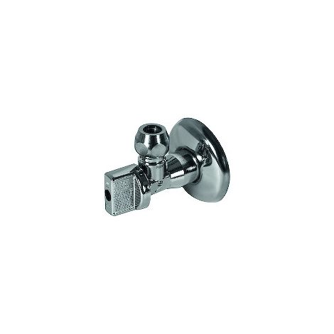 Robinet laiton chromé équerre avec rosace pour lavabo Mâle - Série 640 Ø10 cuivre