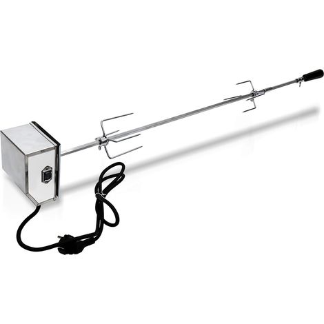 SWANEW Spiedo per BBQ 117cm 230V in acciaio raffinato 2 forchette incluse Spiedo per grill Girarrosto