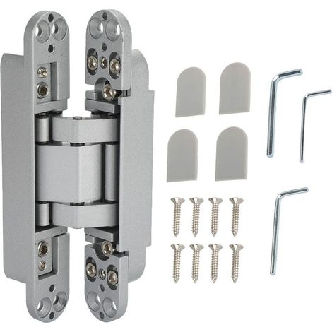 Charnières de porte réglables, Angle d'ouverture de 180 degrés, charnière pliante 3D avec vis à clé hexagonale pour bois 40kgargenté (1/5)