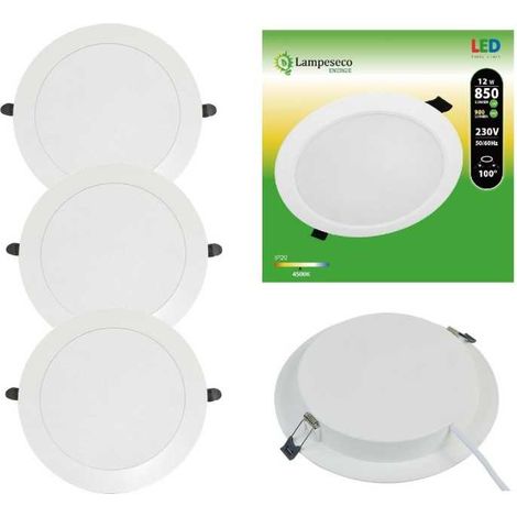 Lampesecoenergie – Lot de 3 spots encastrables LED 12W – Blanc froid 6000K – Installation facile avec ressorts – Éclairage moderne et efficace (1/4)