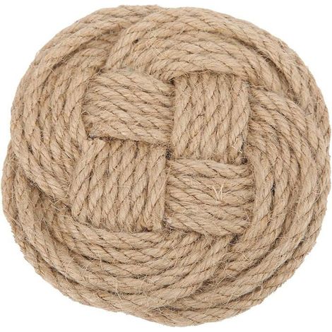 Support de Pot Tapis Antidérapant Jute Tissé Dessous de Plat Moderne Épaissir Isolation Thermique Marron sous-Verres (Marron, Rond) (1/5)
