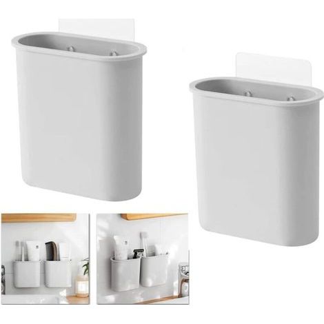 2 Porte - Brosse à Dents, Style Minimaliste Support de Rangement Mural Polyvalent, boîte de Rangement de Salle de Bain pour Brosse à Dents, Rasoir, Dentifrice, Peigne (1/5)