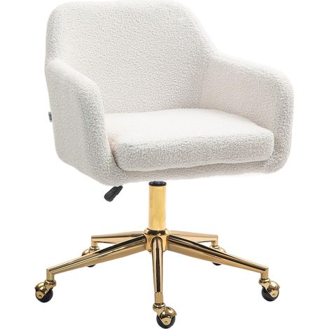 Fauteuil professionnel personnalisable d'hauteur ajustable, avec revêtement velouté et base en métal, couleur crème (1/5)