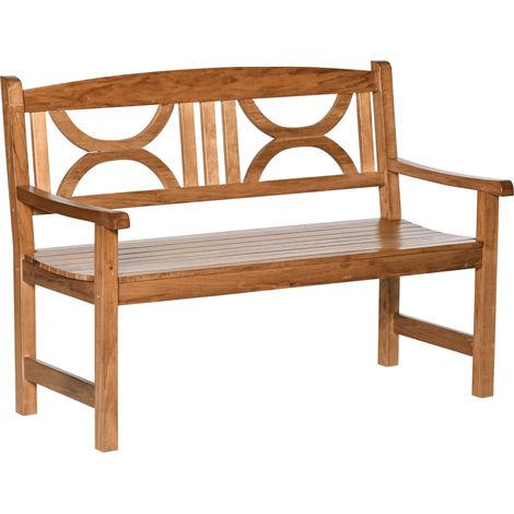 2-Seater Wooden Garden Bench Outdoor Patio Loveseat for Porch, Natural (1/5)