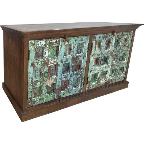 Aparador de madera acabado artesanal azul 212x52x98h cm (1/5)