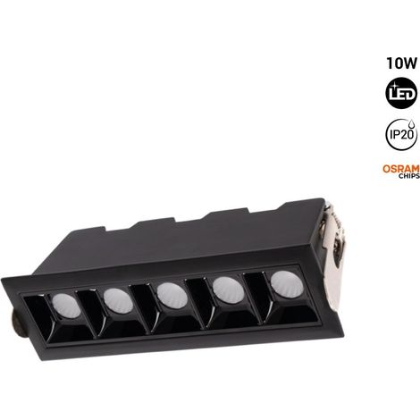 Foco Lineal LED Empotrable 10W - Chip OSRAM - UGR18 - CRI90 - Negro (1/5)