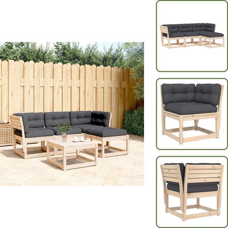 The Living Store Salon de jardin 4 pcs avec coussins Bois de pin massif - Salon De Jardin - Mobilier De Jardin - Canapé Extérieur - Set De Canapés - Meubles De Terrasse