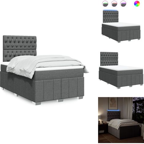 Sommier à lattes de lit avec matelas gris foncé 120x190cm tissu - Sommier À Lattes De Lit - Sommiers À Lattes De Lit - Lit - Meuble De Chambre À Coucher (1/5)