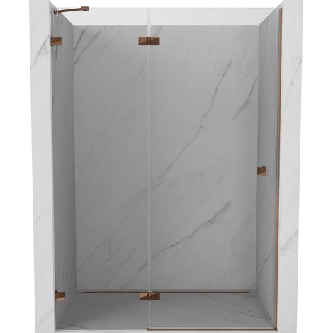 Mexen Lunar porte de douche pivotante gauche 130 cm, transparent, or rose - 834-130-000-60-00-L (1/5)