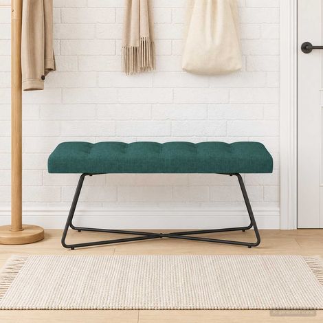 vidaXL Banc avec capitonnage bouton Vert foncé 110 x 40 x 46 cm Tissu (1/5)