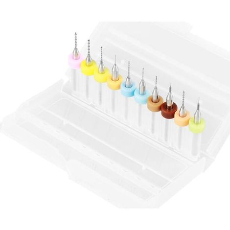 Microforets pour PCB – Lot de 10 mèches carbure haute précision, diamètres 0,1 à 1,0 mm, idéales perçage électronique (1/5)