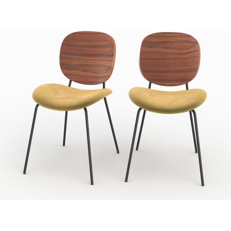 Lot de 2 chaises en velours jaune moutarde - SIMONE