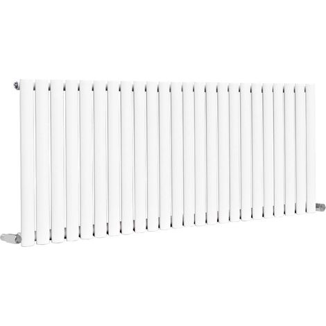 Warmehaus Oval Panel Radiator White Horizontal Single 600x1416mm