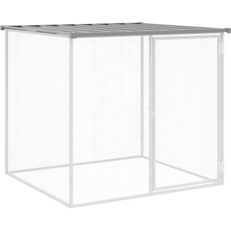 Recinto per pollaio con gabbia per polli con tetto leggero 103 x 98 x 90 cm in acciaio zincato grigio 020043981