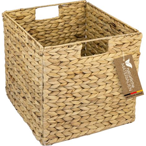 HMF 37240 Aufbewahrungskorb geflochten aus Wasserhyazinthe, passend für Kallax, 32 x 34,5 x 32 cm