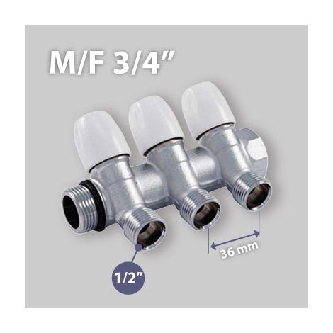 Collettore Lineare Maschio/Femmina Con Rubinetti D'Arresto Tiemme 4 Vie 1/2"M (16) (1/3)