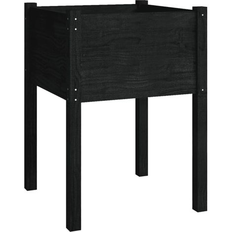 Jardinière, Pot de Fleurs d'extérieur, Noir 50x50x70 cm Bois de pin massif OIB6245E (1/5)