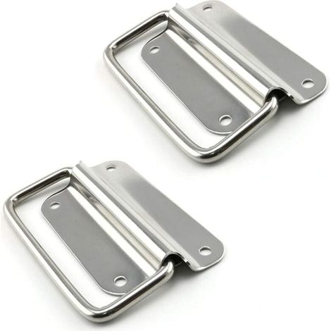 Poignée pliante en acier inoxydable, poignée de caisse, poignée de boîte à outils, argent, 2 pièces (moyenne) (1/4)