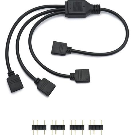 Cable répartiteur ARGB, 5 V, 3 broches, cable rgb pc, 1 prise vers 3 fiches, 30 cm, pour refroidisseur CPU et ventilateur 5 V ARGB (1/4)