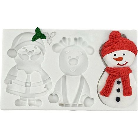 Moule en silicone de Noël en forme de Père Noël, de renne et de bonhomme de neige pour la pâtisserie. (1/5)