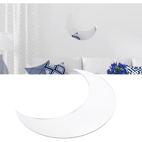 Adhesivo de pared acrílico con diseño de luna, adhesivo decorativo para el hogar, la oficina o el pasillo, color plata, 34 x 25,5 cm. (1/5)