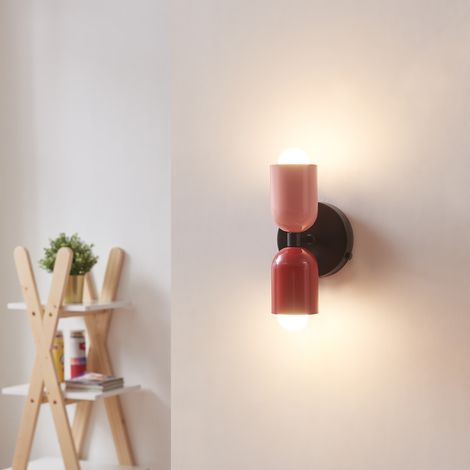 Lampada da Parete Trorlos con 2 Paralumi Applique Up Down - Rosa / Rosso lux.pro