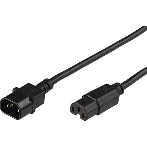 Stromkabel C14 auf C15 Schwarz 2m Pe011420