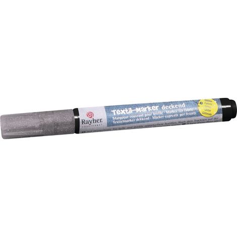 Rayher Marker Glitterato Coprente P.Tessuti, Argento Brill., Punta Tonda 1-2Mm, con Valvola, 35001610