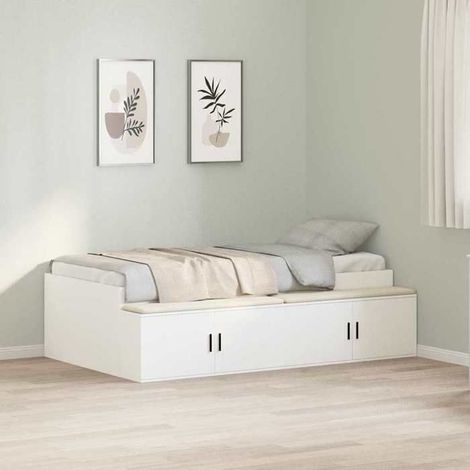 Cadre de lit - 3335189 - Blanc - 90 x 200 cm - Rangement intégré (1/5)