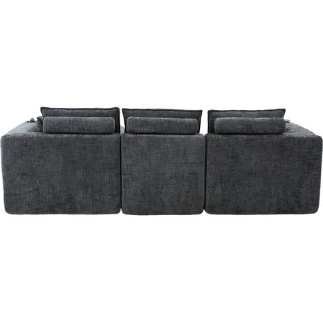 3-Sitzer-Modulsofa mit Hocker, Kissen, Becherhaltern und Seitentaschen, Dunkelgrau (1/5)
