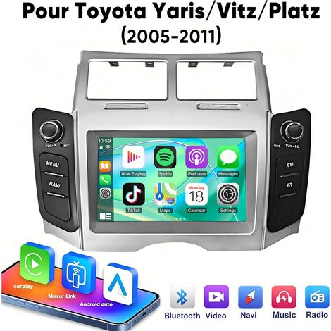 7 pouces Carplay 4 cœurs Autoradio pour Toyota Yaris/Vitz/Platz 64G JUNSUN