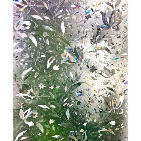 3D Window Film, Electrostatic Film, Privacy Protection, UV Protection, Decorative Window Film, Anti-Glare, Tulip Flower Pattern, 60×200cm (1/5)