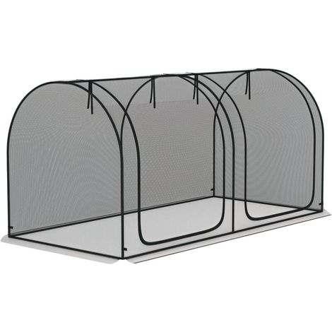 Filet de jardin 2,49 x 1,2 m, tente de protection pour plantes avec porte, filet coupe-vent et anti-insectes avec armature en acier, noir