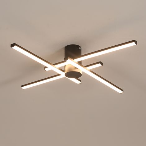 COMELY Lineare LED-Deckenleuchte aus Aluminium, 62 cm, 24 W, Schwarz, Warmweiß (3000 K), 4-fach geriffelte Struktur, für Wohnzimmer, Büro, moderne Küchen