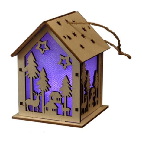 Maison en bois à led antique Scène de village de Noël en bois bricolage Illuminez les décorations de Noël Atelier de Noël avec éclairage Cadeau de scène de village Forêt 7 7 9cm (1/2)