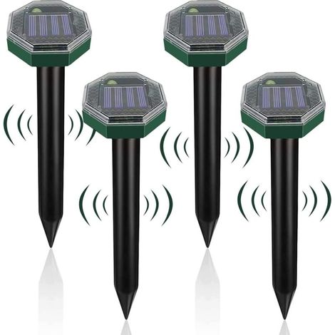 4pcs Solar Mole Repellent, Ultrasonic Solar Mole Repellent, IP65 Waterproof Solar Mole Repellent, Ultrasonic Snake Repellent, Solar Mole Repellent (1/5)