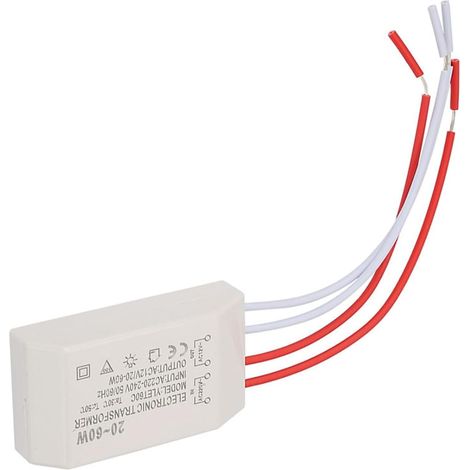 Convertisseur de Tension 220V à AC 12V Transformateur électronique 20-60W Pilote D'alimentation pour Coupelles de Lampe Halogène G4 ou Perles Lampe halogène G4 12V dédiée (1/5)