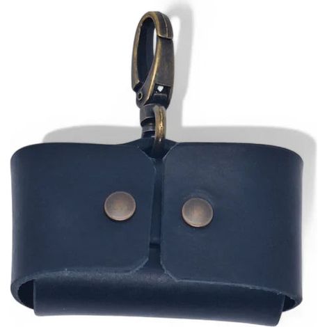 Distributeur de Sacs à Crottes en Cuir Tanné Végétal Noir pour Collier et Ceinture - PANGIVO