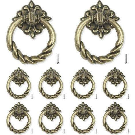 Lot de 10 poignées de porte et tiroir, en bronze, pour meubles de cuisine, portes de tiroirs et armoires, vis de montage arrière (1/5)