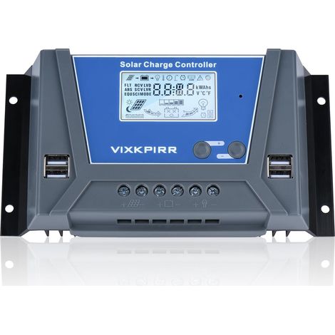 30A Contrôleur de Charge Solaire 12V 24V 36V 48V avec Bluetooth, PWM 30A Régulateur de Charge Solaire avec Sonde Température LCD écran 4 ports USB, pour Plomb Acide Batterie Lithium Batterie (1/5)